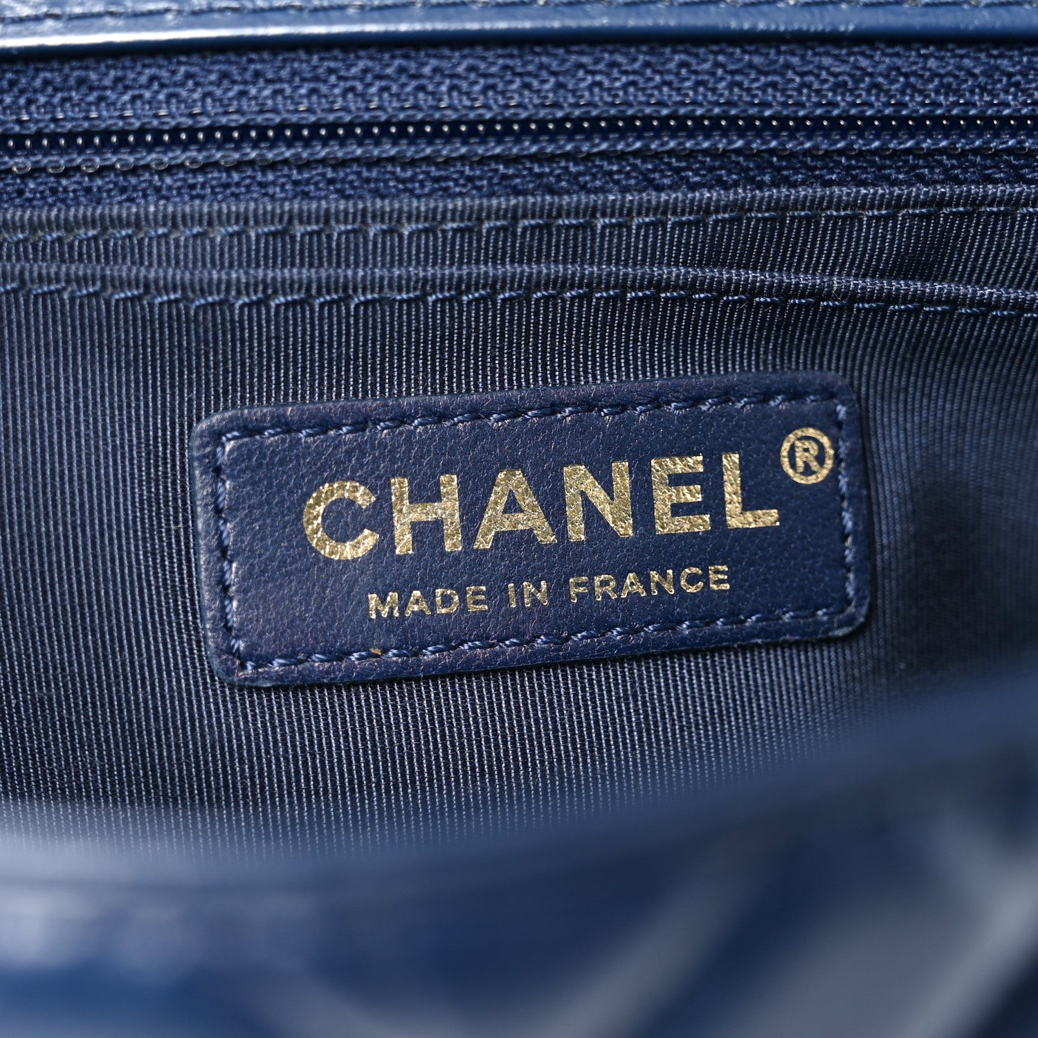 Chanel Calfskin Chevron Quilted Top Handle Flap Navy 6 of 10