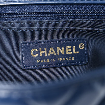 Chanel Calfskin Chevron Quilted Top Handle Flap Navy 6 of 10