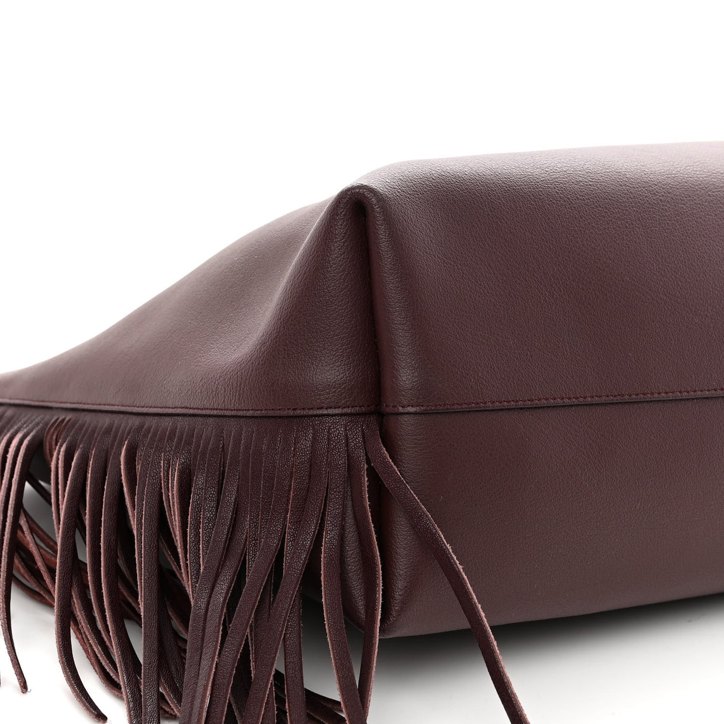 Calfskin Large Fringe Shopping Tote Amaranto