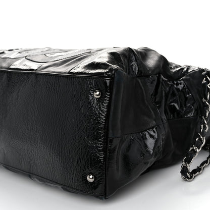 Chanel Lambskin Patent Calfskin Brooklyn Patchwork Hobo Black 9 of 11