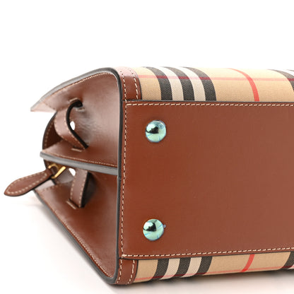 Burberry Calfskin Vintage Check Mini Two Handle Title Bag Archive Beige 7 of 8