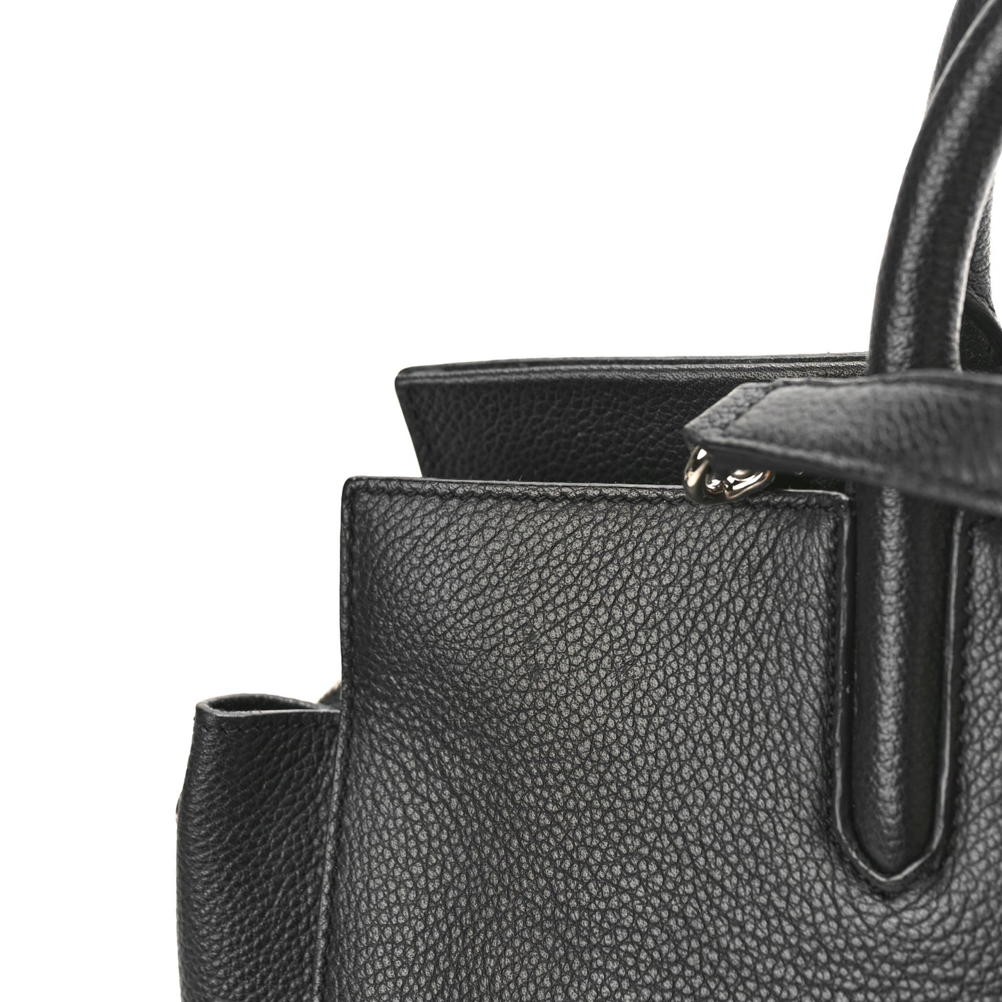 Grained Calfskin Small Cabas Rive Gauche Black