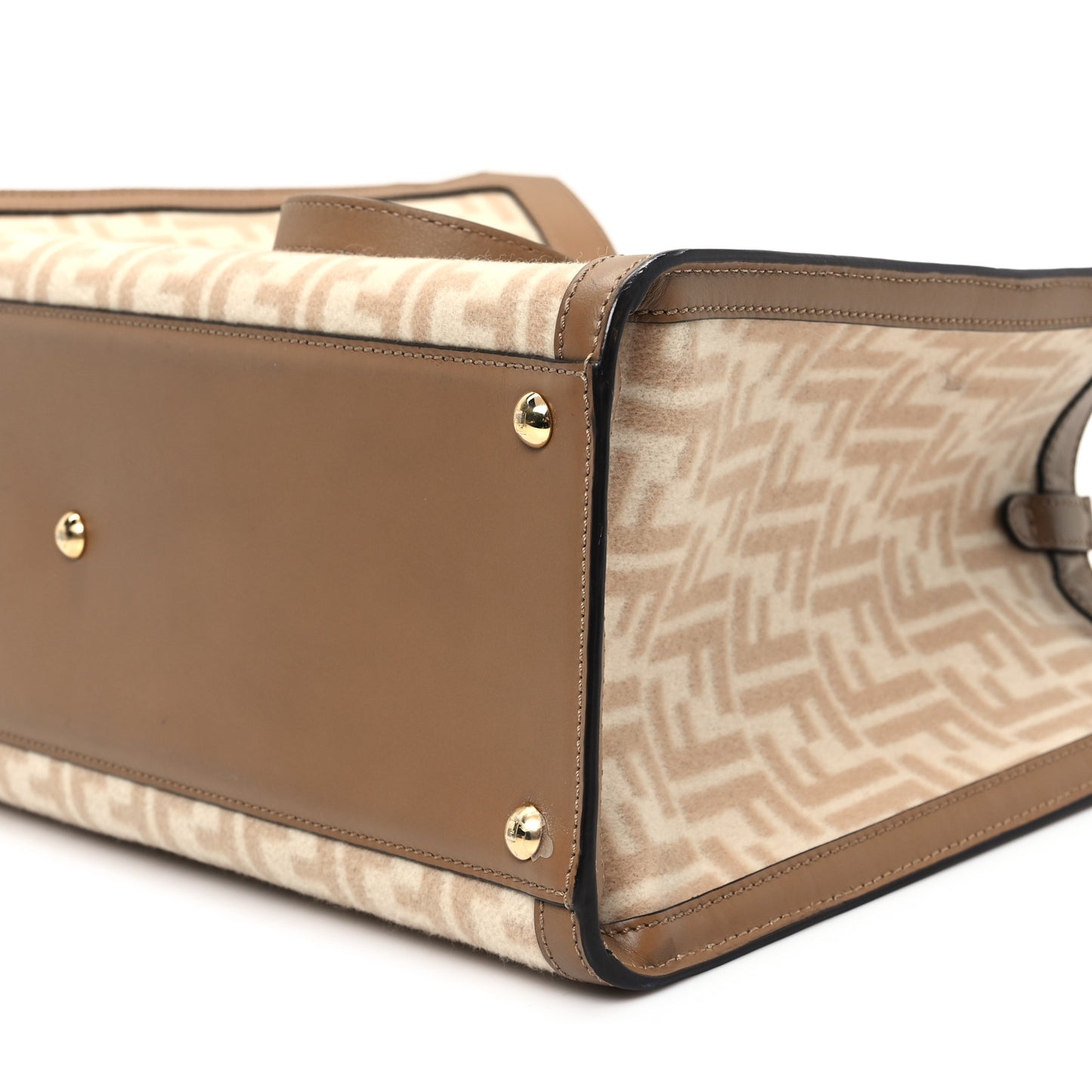 Canvas Vitello King FF Embroidered Medium Peekaboo X-Tote Beige Cammello Sand