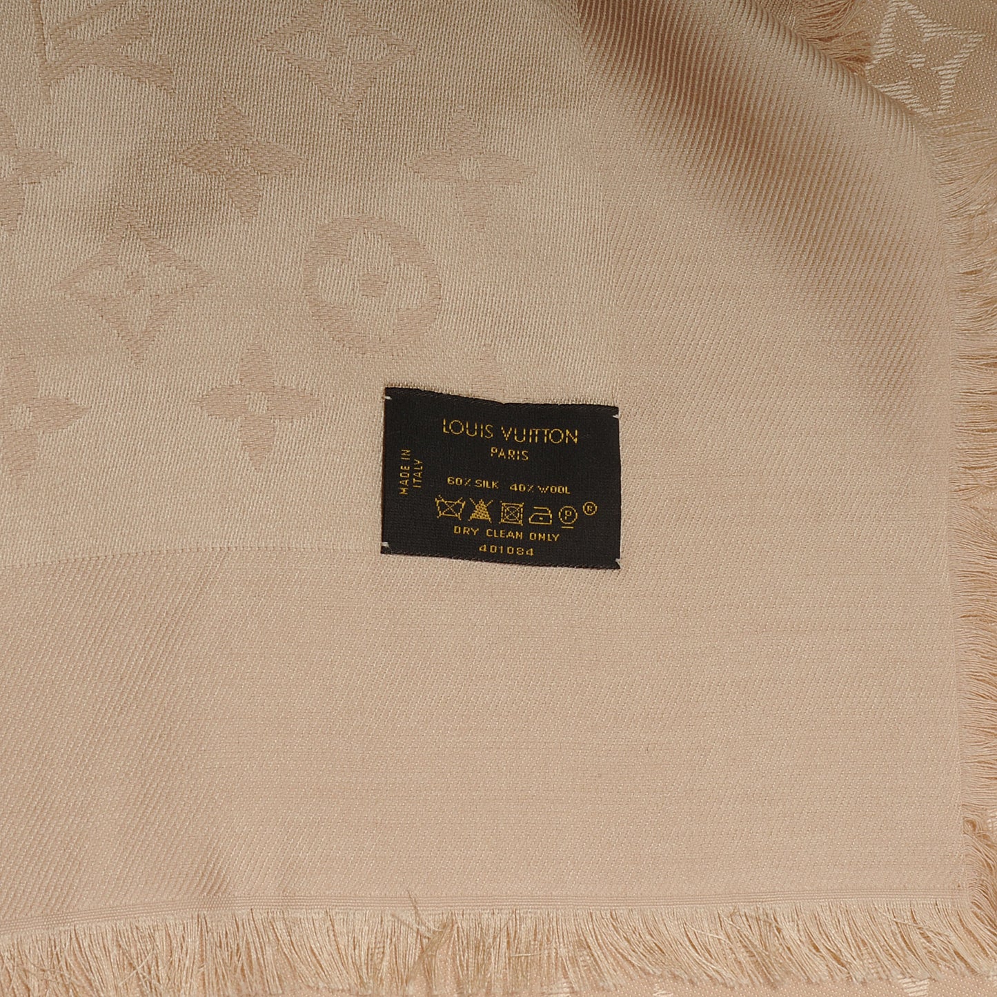 Wool Silk Monogram Shawl Nude