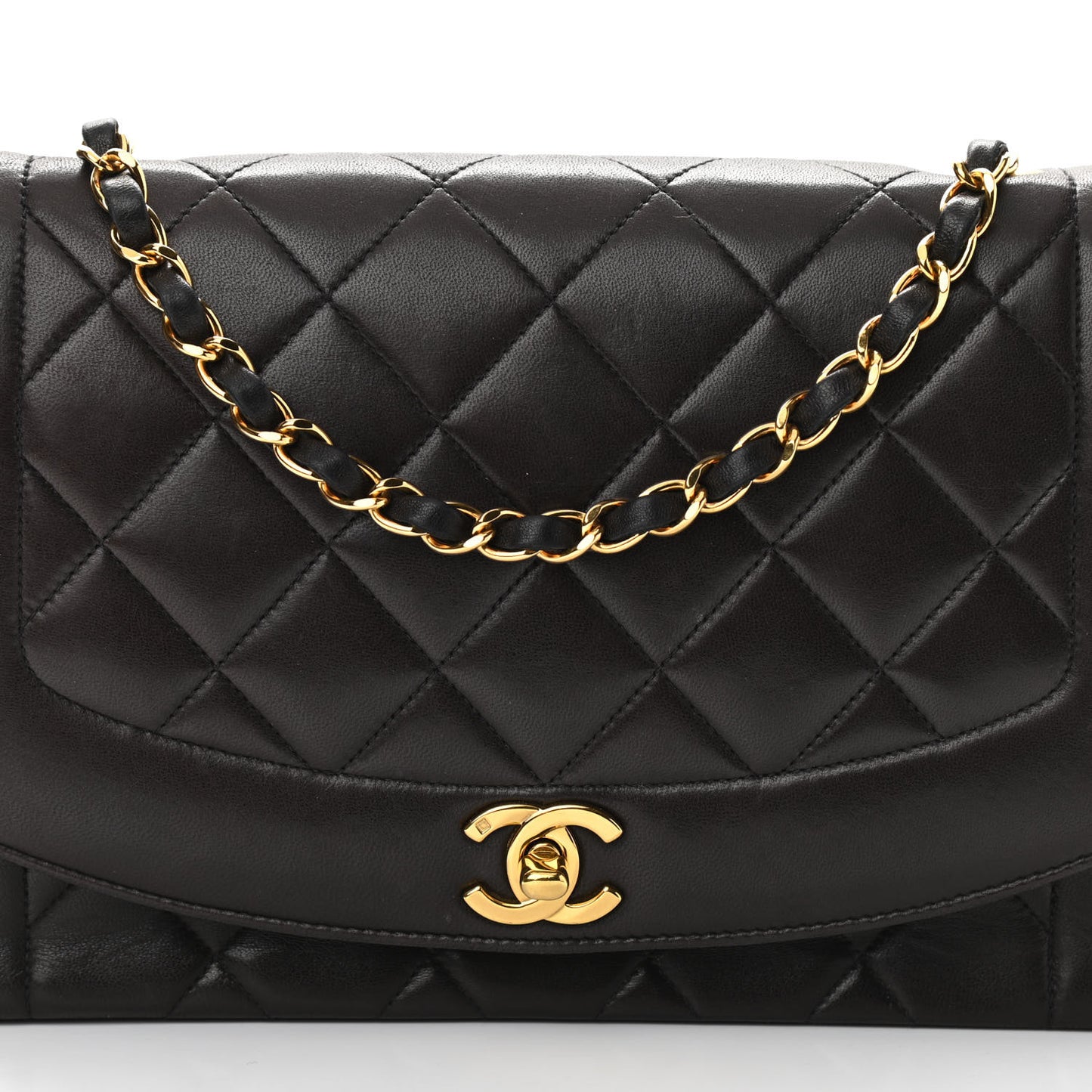 Lambskin Quilted Medium Single Flap Brown