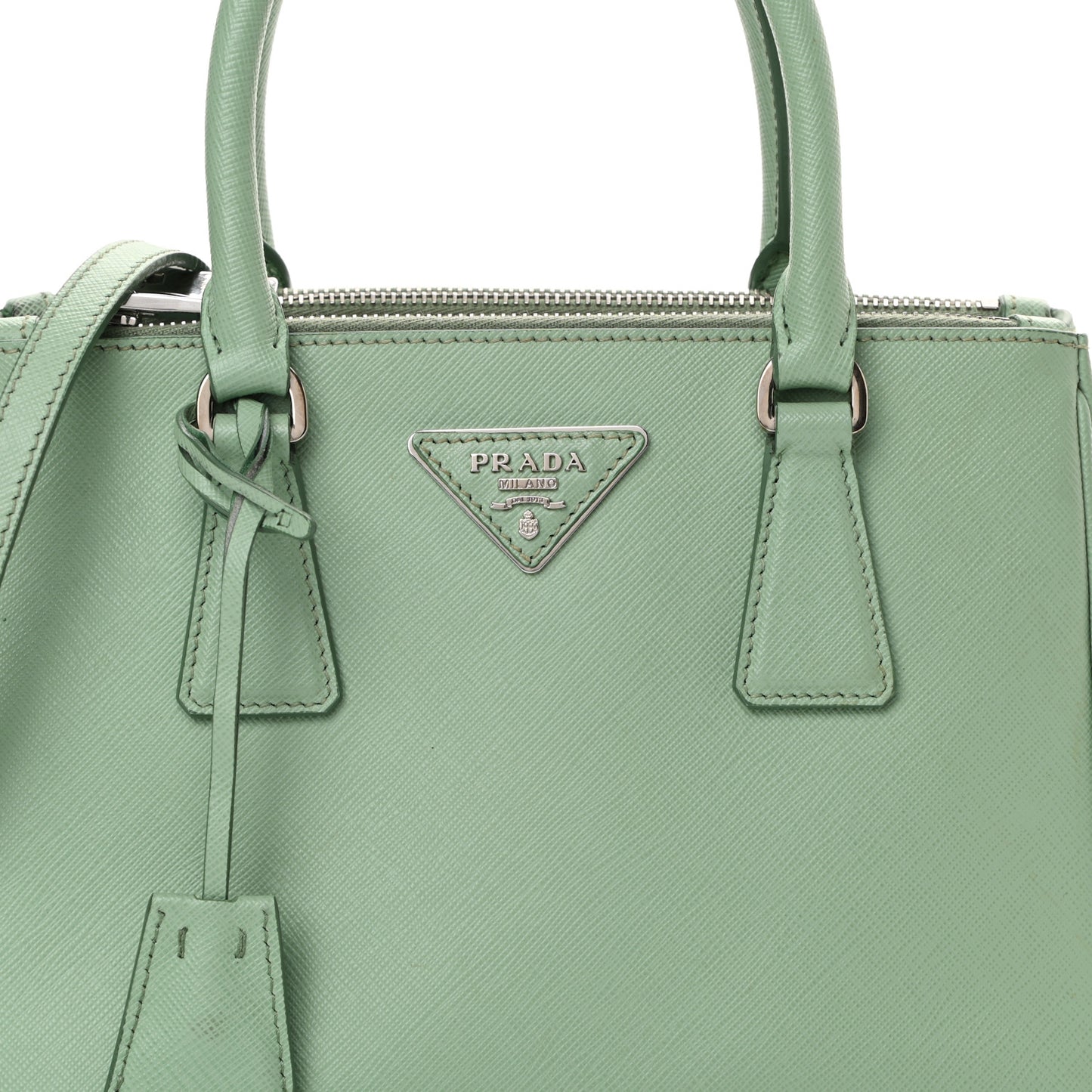 Saffiano Lux Small Galleria Double Zip Tote Acquamarina