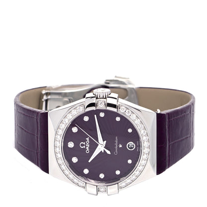 Omega Stainless Steel Calfskin Diamond Bezel 35mm Constellation Quartz Watch Purple 123.18.35.60.60.001 2 of 6
