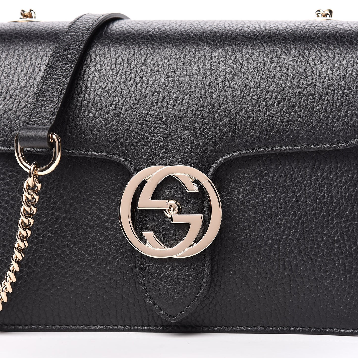 Dollar Calfskin Small Interlocking G Shoulder Bag Black