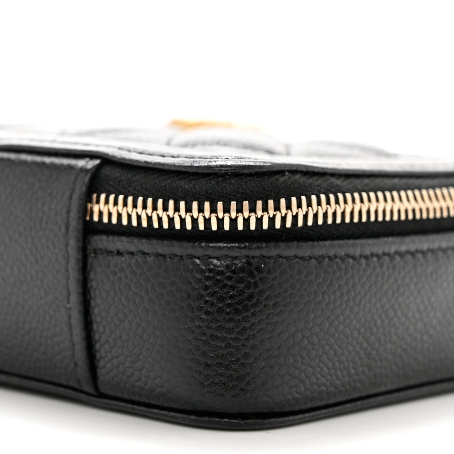 Caviar Quilted Boy Zip Phone Holder With Chain Black