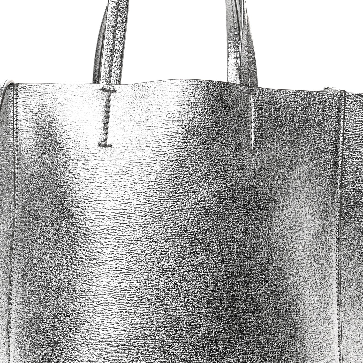 Celine Metallic Grained Calfskin Small Vertical Cabas Silver 7 of 9