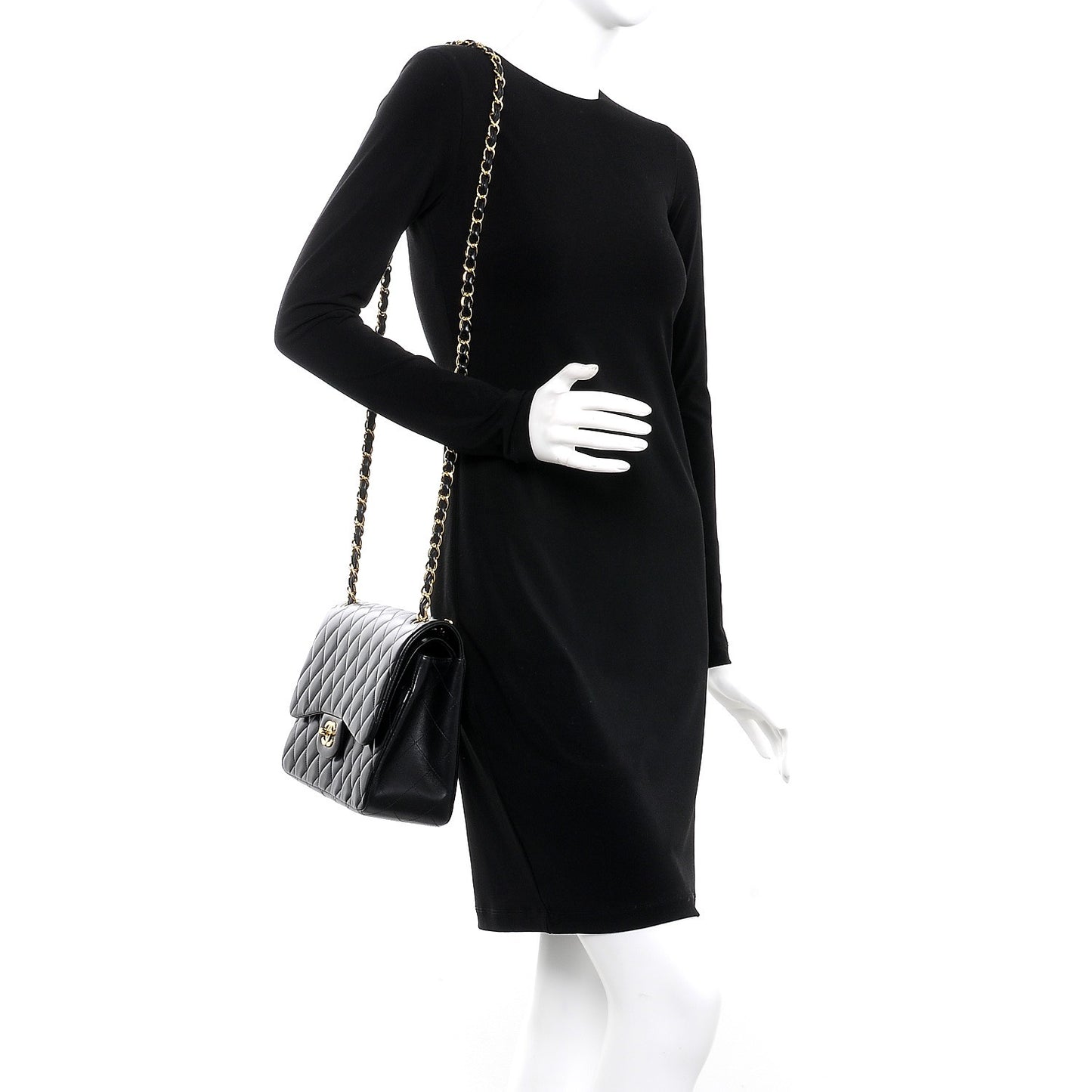 Lambskin Quilted Jumbo Double Flap Black