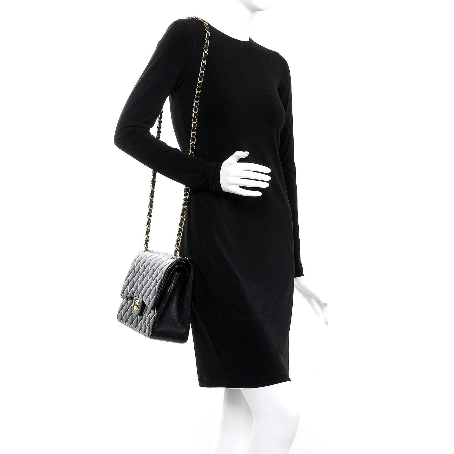 Chanel Lambskin Quilted Jumbo Double Flap Black 2 of 9
