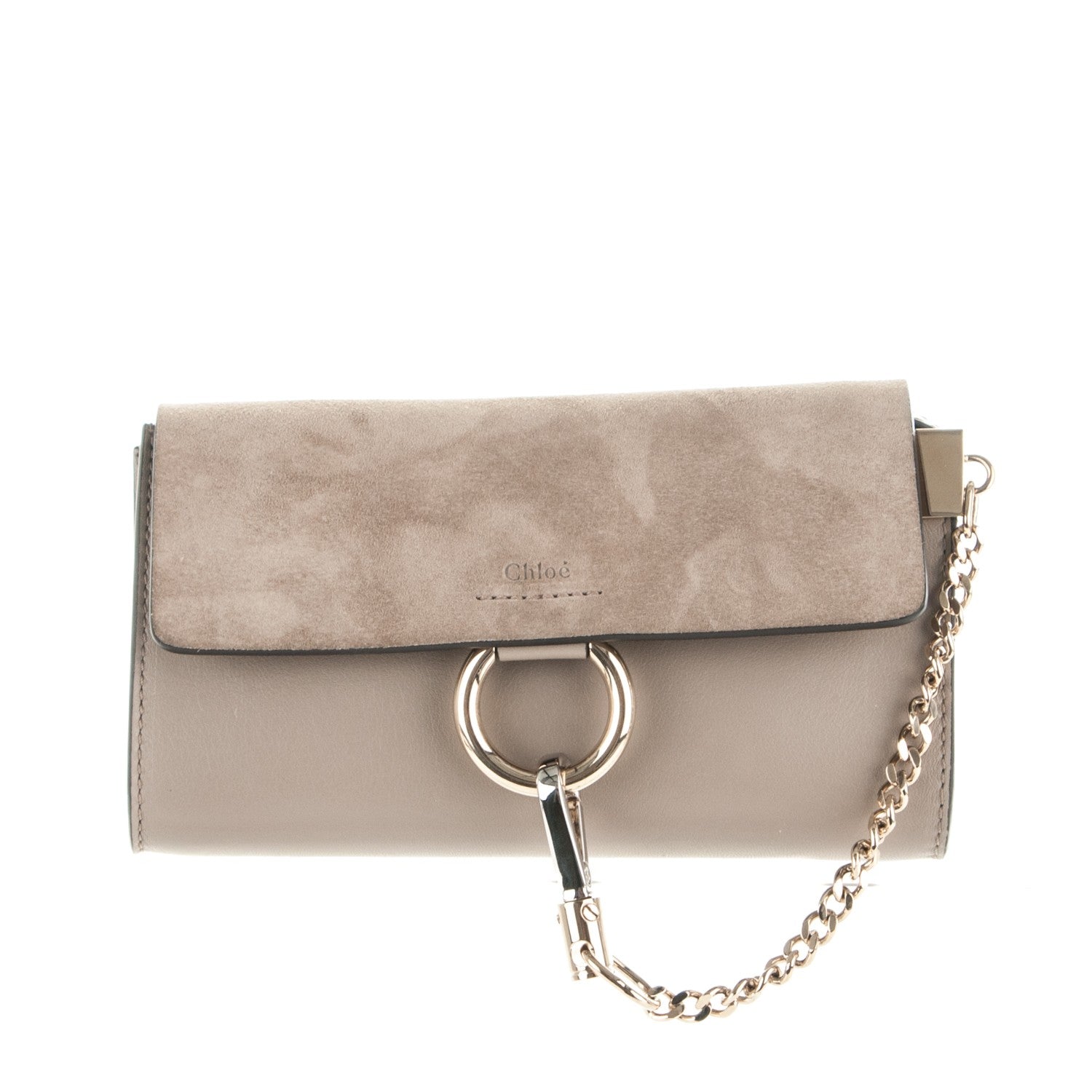 Chloe Suede Calfskin Mini Faye Shoulder Bag Motty Grey 1 of 6