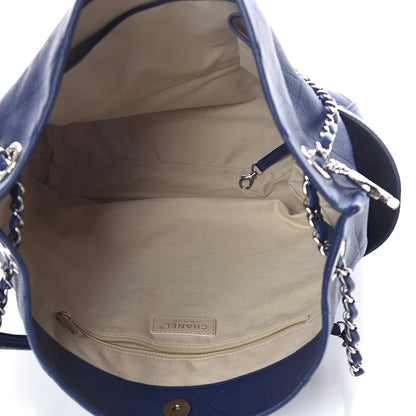 Chanel Grained Calfskin Stitched CC Pocket Tote Navy Blue 5 of 10