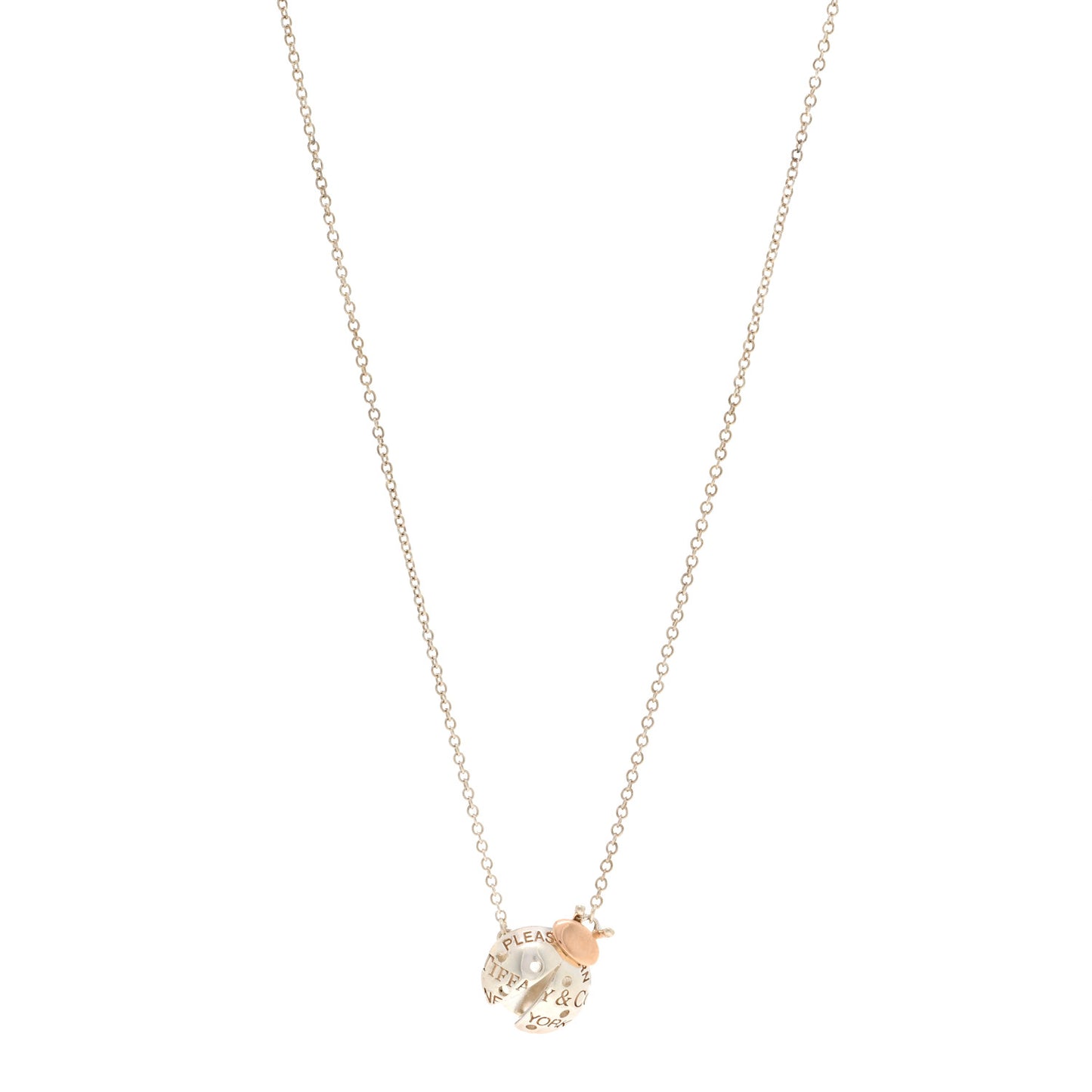 Sterling Silver 18K Rose Gold Return to Tiffany Love Bugs Ladybug Pendant Necklace
