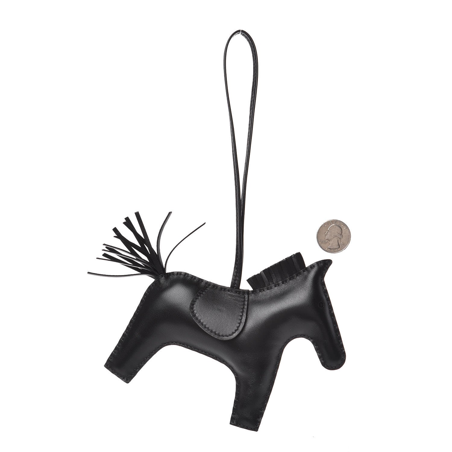 Hermes Milo Lambskin Grigri Rodeo Horse Bag Charm GM So Black 2 of 5