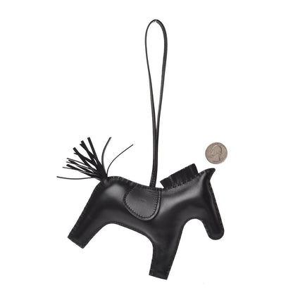 Hermes Milo Lambskin Grigri Rodeo Horse Bag Charm GM So Black 2 of 5