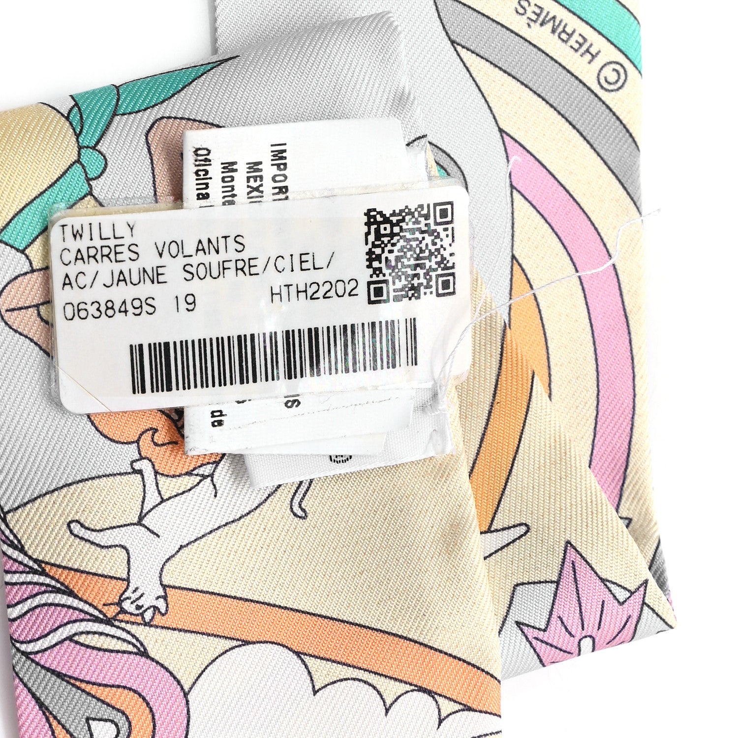 Hermes Silk Carres Volants Twilly Jaune Soufre Ciel Vert Jade 3 of 3