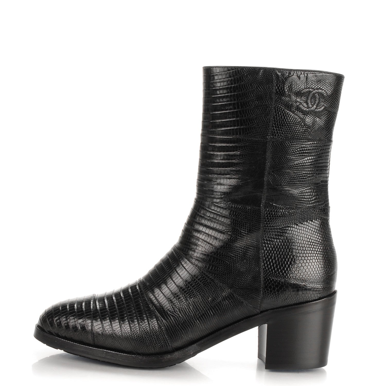 Chanel Tejus Lizard Short Boots 39.5 Black 1 of 8