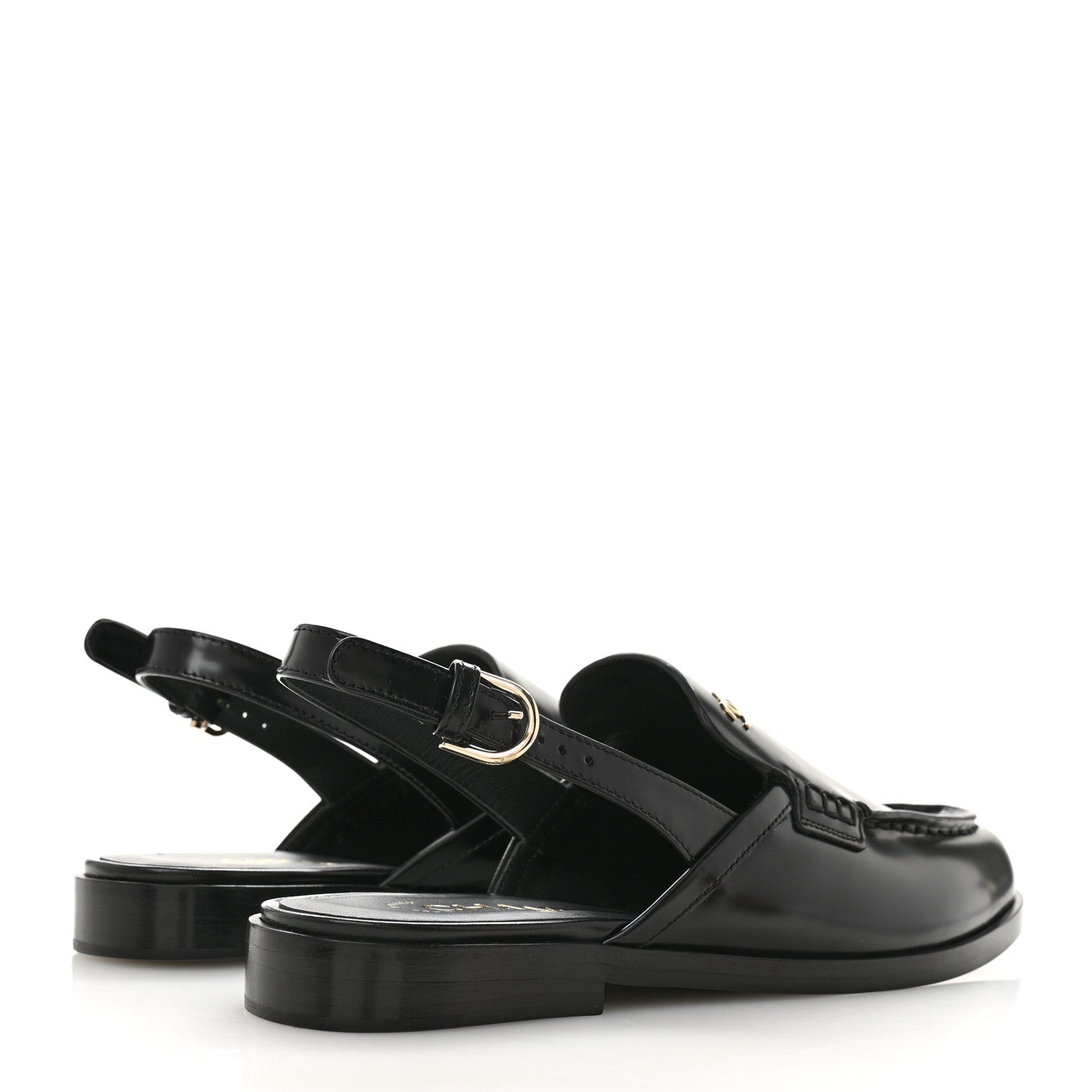 Chanel Shiny Calfskin Slingback Loafers 39.5  Black 5 of 10