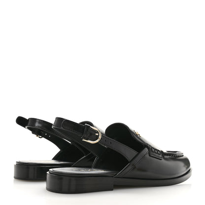 Chanel Shiny Calfskin Slingback Loafers 39.5  Black 5 of 10