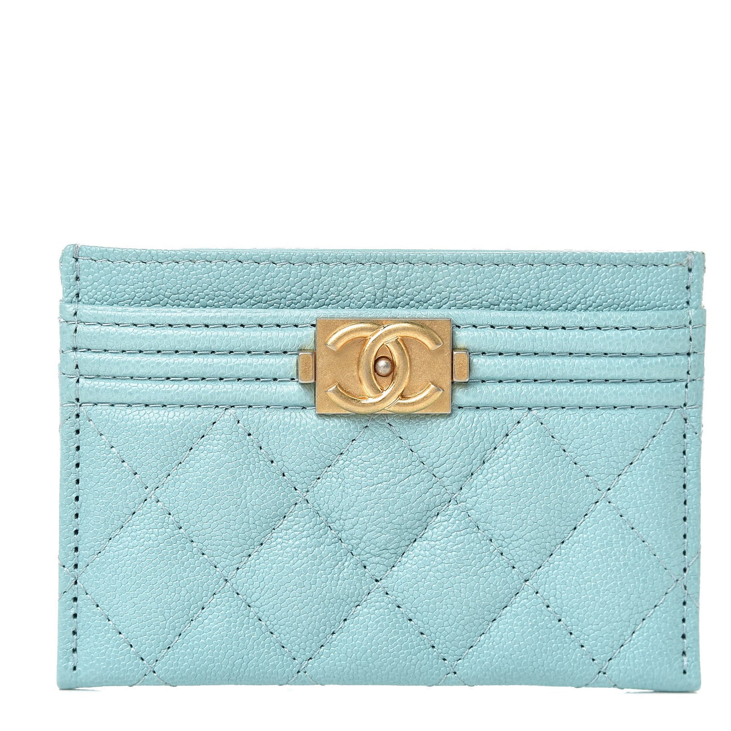 Caviar Quilted Boy Card Holder Light Blue