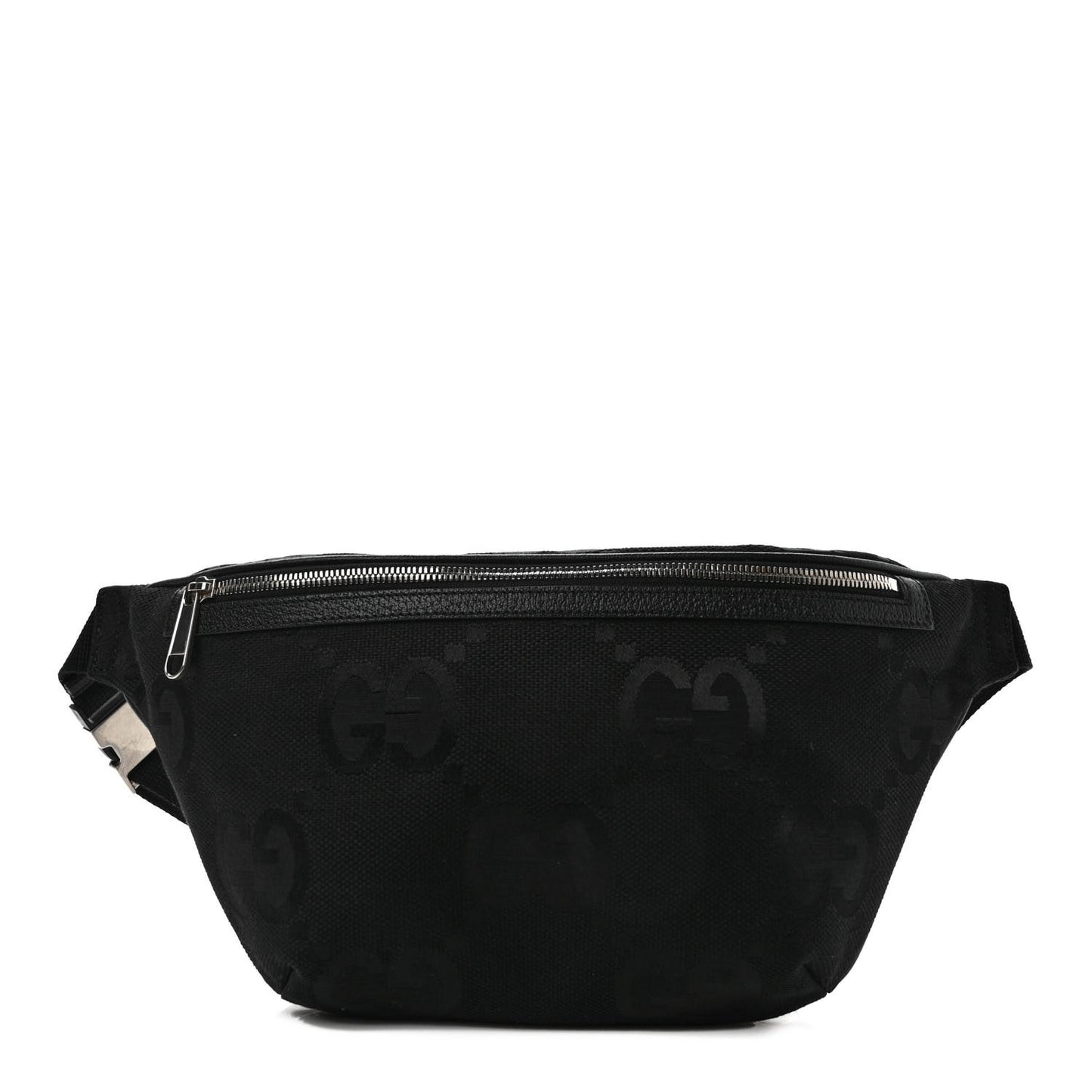 Monogram Jumbo GG Textured Dollar Calfskin Web Belt Bag Black