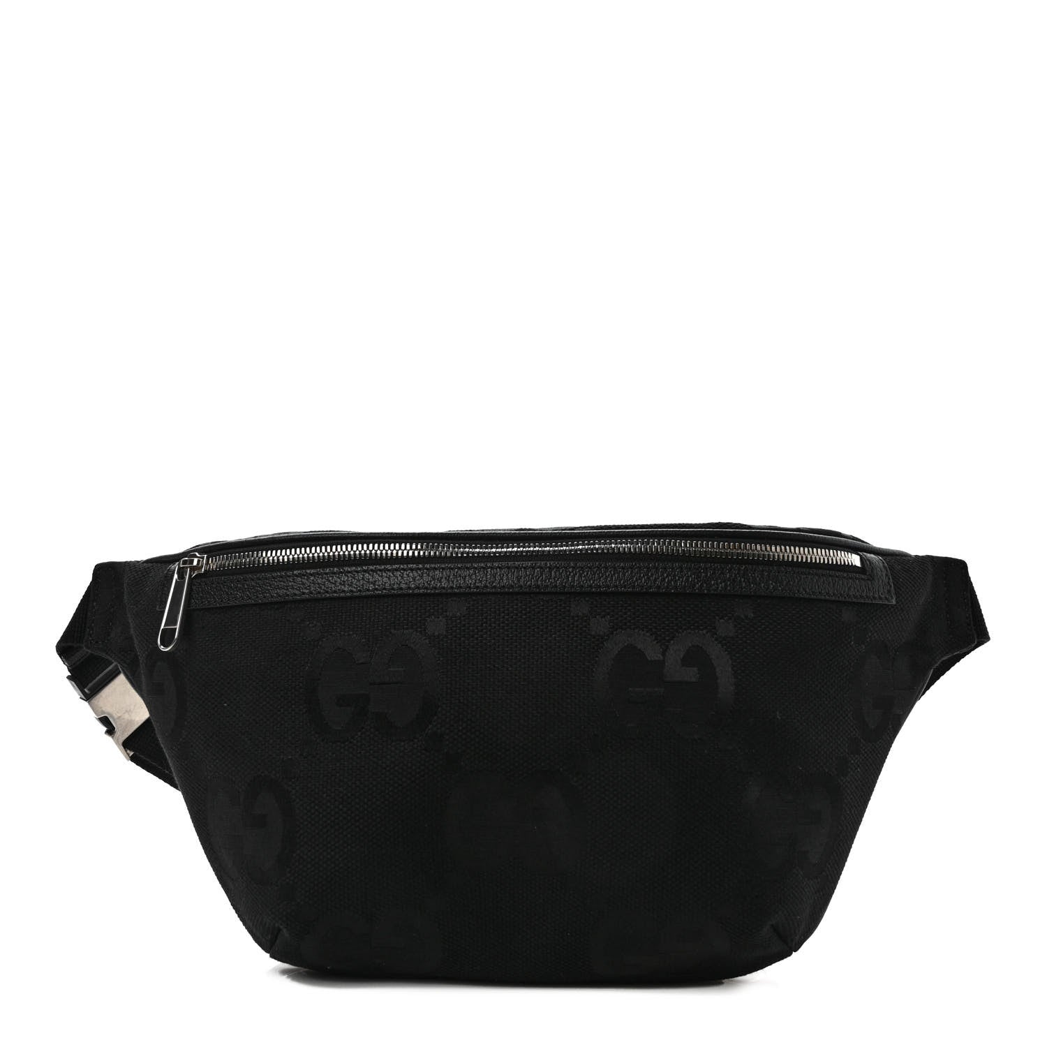 Gucci Monogram Jumbo GG Textured Dollar Calfskin Web Belt Bag Black 1 of 7