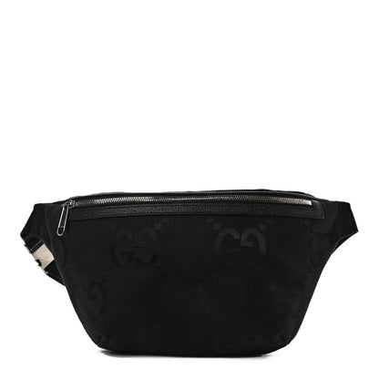 Gucci Monogram Jumbo GG Textured Dollar Calfskin Web Belt Bag Black 1 of 7