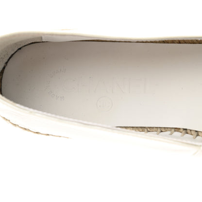 Chanel Patent Calfskin Crystal CC Espadrilles 40 White Black 8 of 9