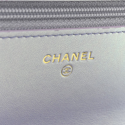 Chanel Iridescent Calfskin Quilted Chanel 19 Wallet On Chain WOC Light Purple 6 of 11