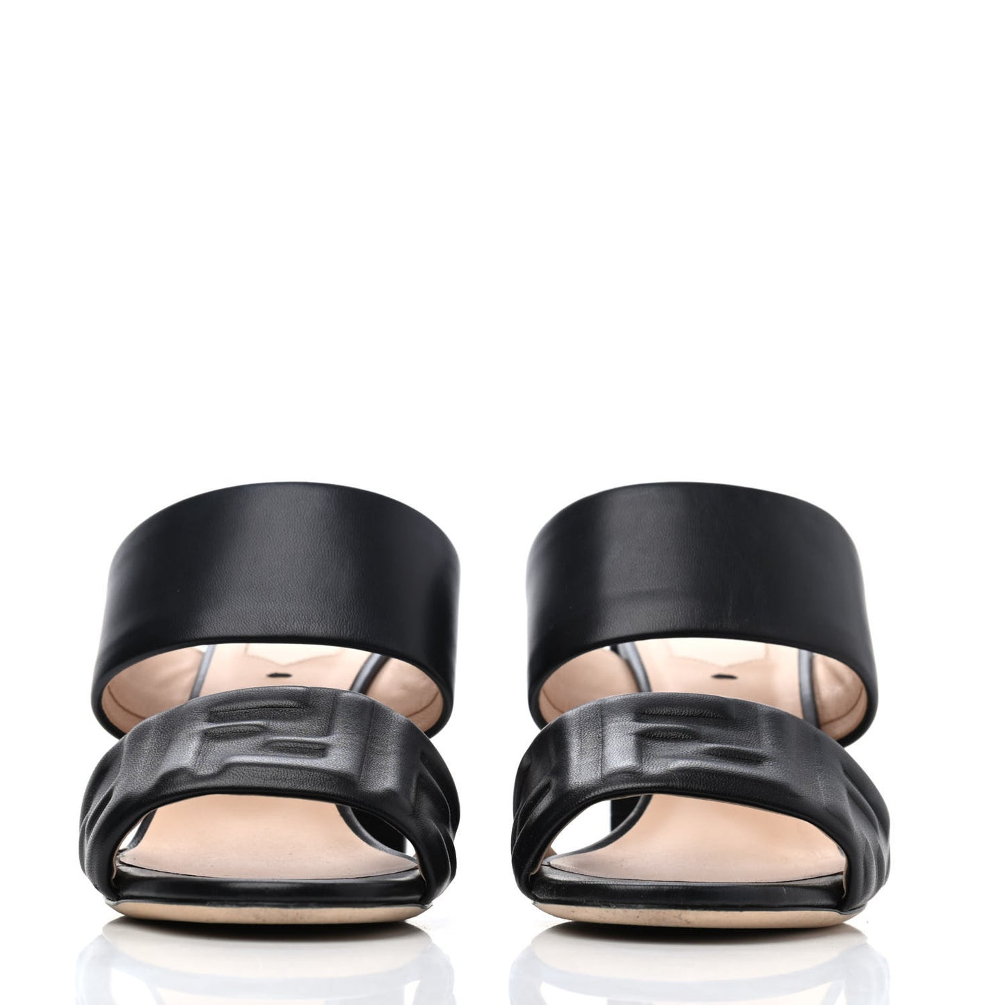 Nappa FF Embossed Slide Sandals 39 Black