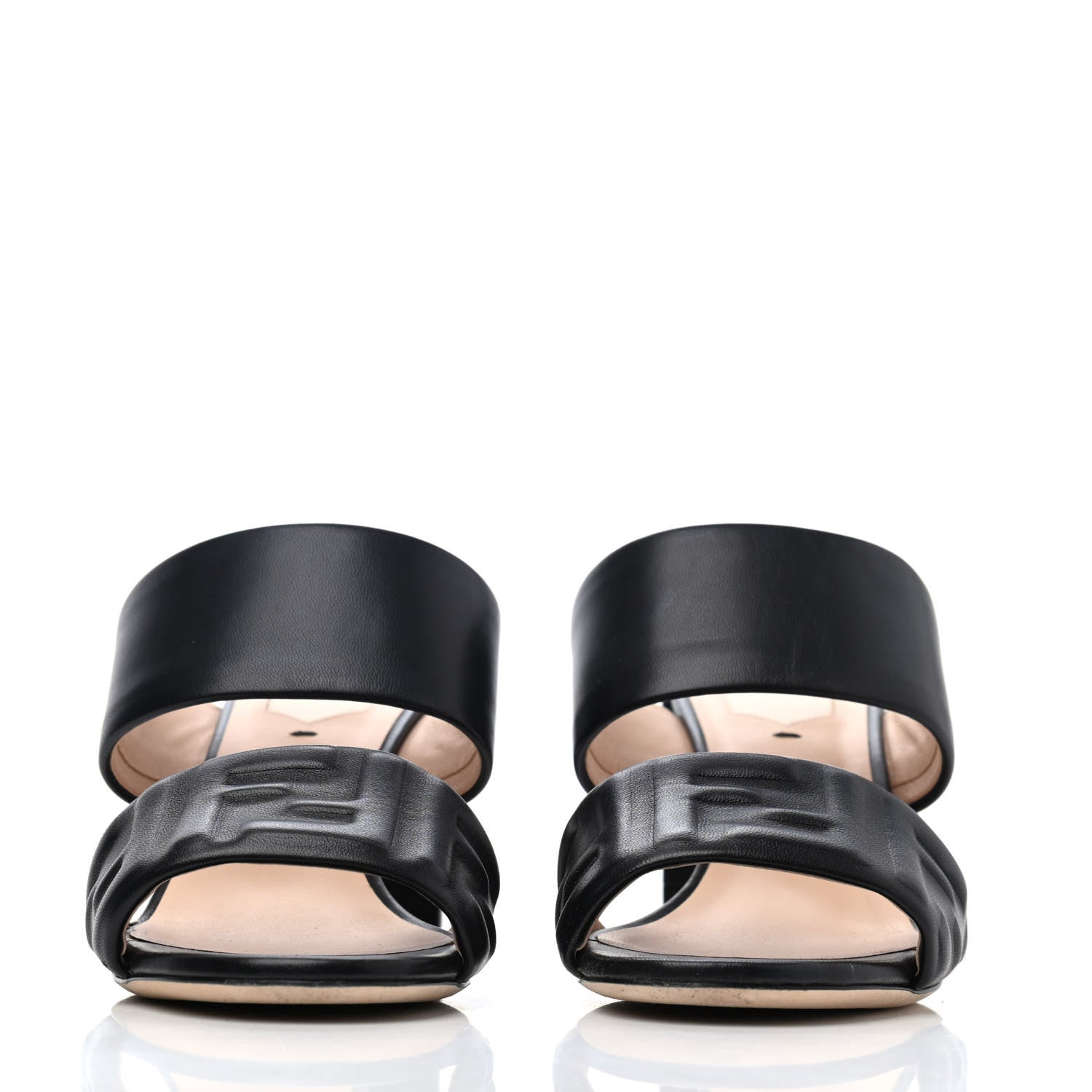 Fendi Nappa FF Embossed Slide Sandals 39 Black 2 of 4