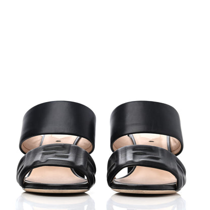 Fendi Nappa FF Embossed Slide Sandals 39 Black 2 of 4