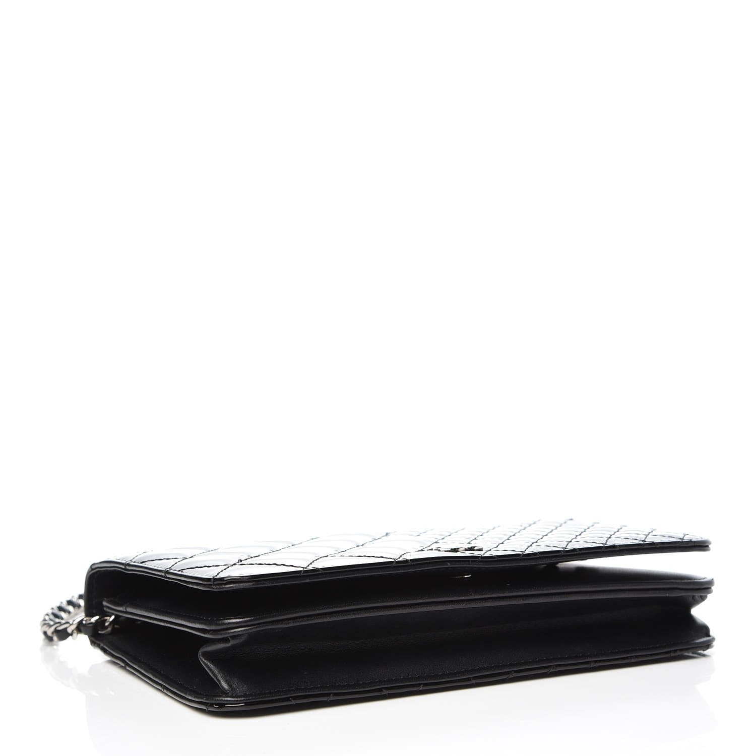 Chanel Patent Quilted Wallet On Chain WOC Black 4 of 9