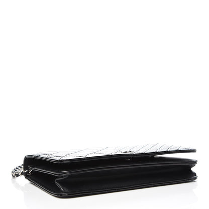 Chanel Patent Quilted Wallet On Chain WOC Black 4 of 9