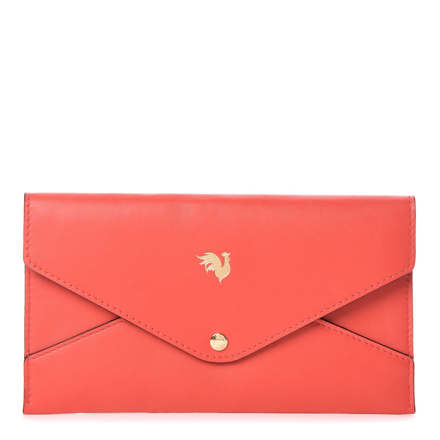 Veau Cachemire Chinese New Year Rooster Envelope Pouch Red