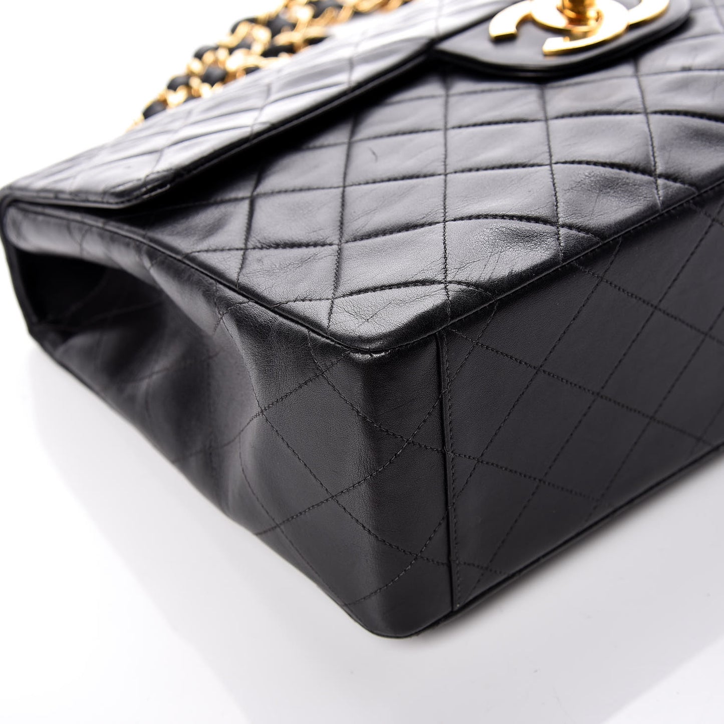 Lambskin Quilted XL Jumbo Single Flap Black