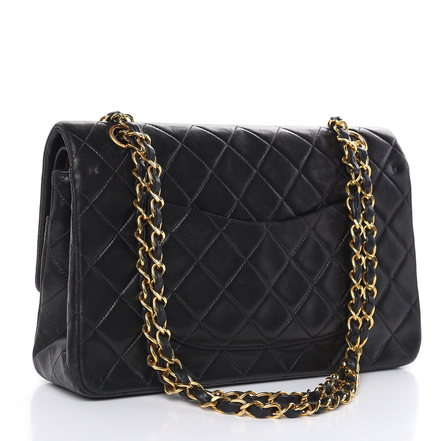 Lambskin Quilted Medium Double Flap Black