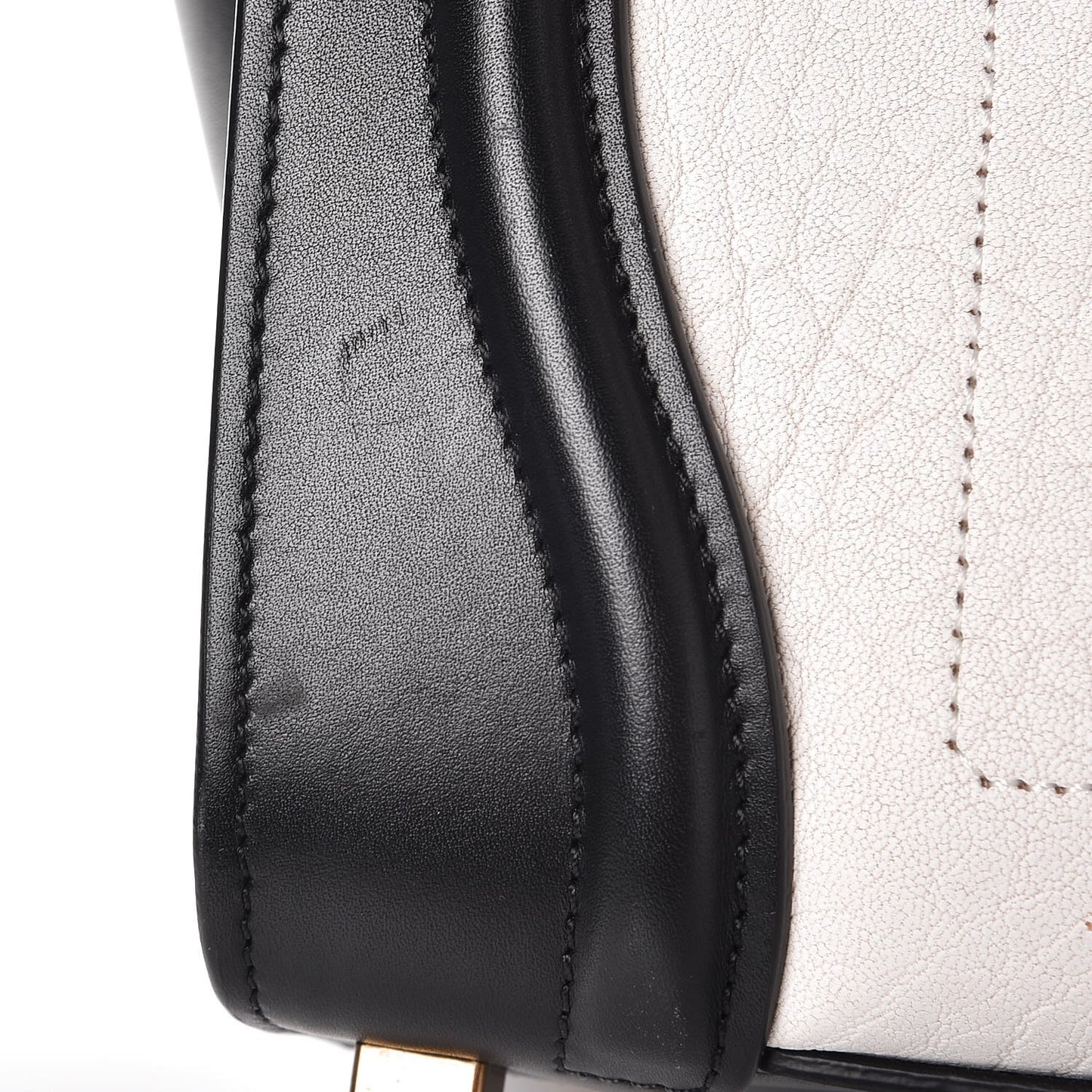 Calfskin Shrunken Lambskin Bicolor Micro Luggage Black White