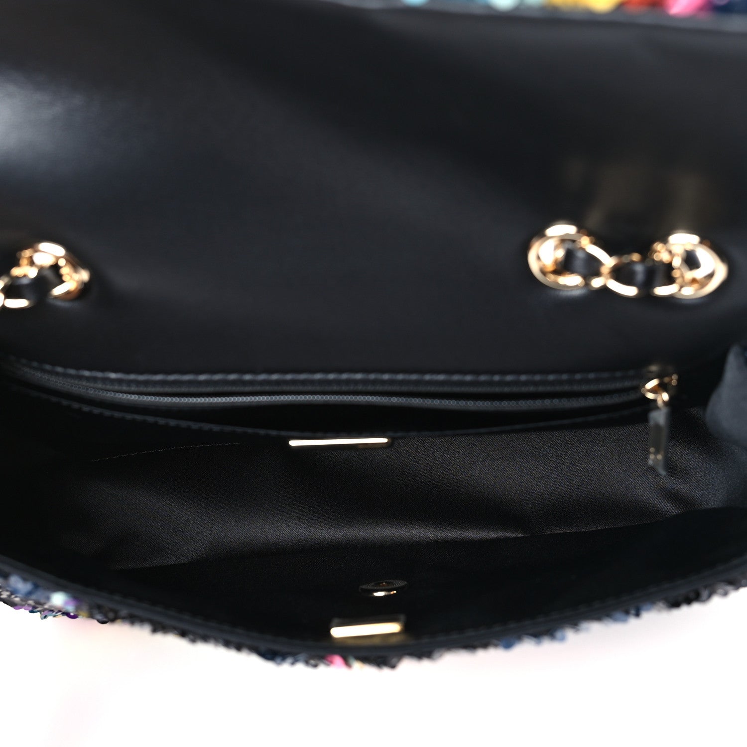 Chanel Sequin Medium Single Flap Blue Black Multicolor 5 of 9
