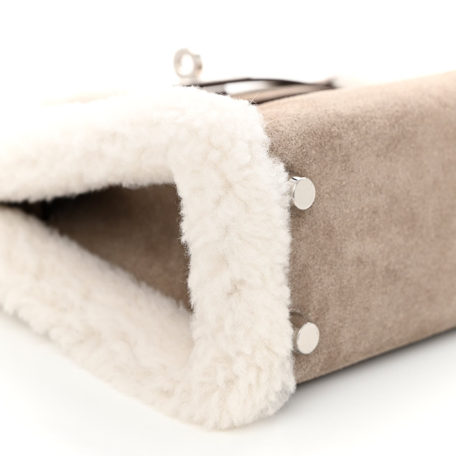 Hermes Veau Grizzly Mouton Shearling Swift Teddy Mini Kelly 20 Gris Caillou Ecru Etoupe 18 of 22