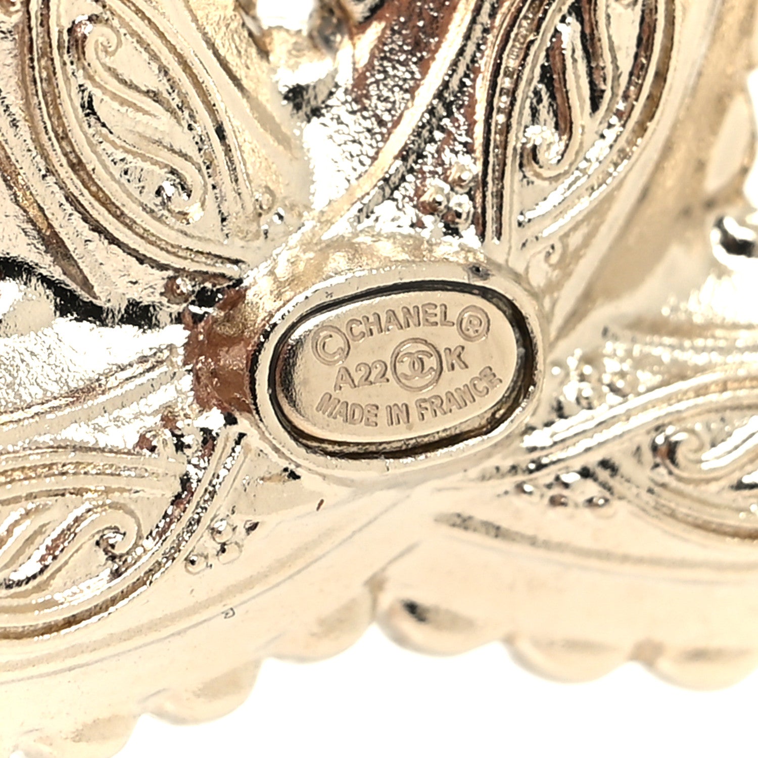 Chanel Crystal CC Brooch Light Gold 3 of 3