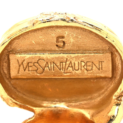 Saint Laurent Glass Cabochon Arty Ovale Ring 49 5 Gold Blue 4 of 4