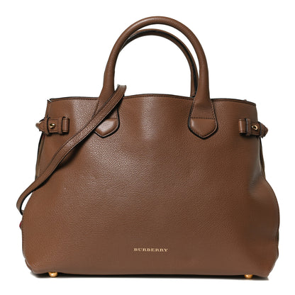 Burberry Grainy Calfskin House Check Medium Banner Tote Tan 1 of 15