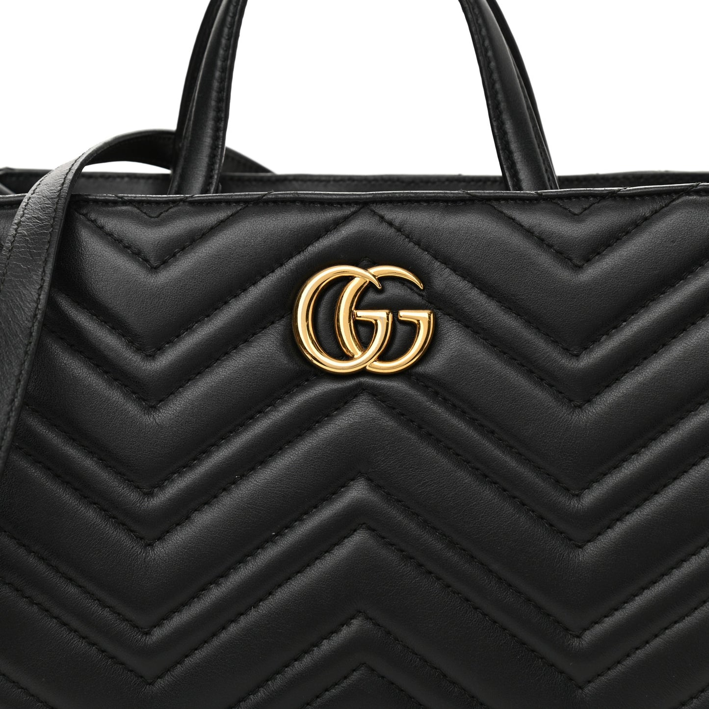 Calfskin Matelasse Small GG Marmont Tote Black