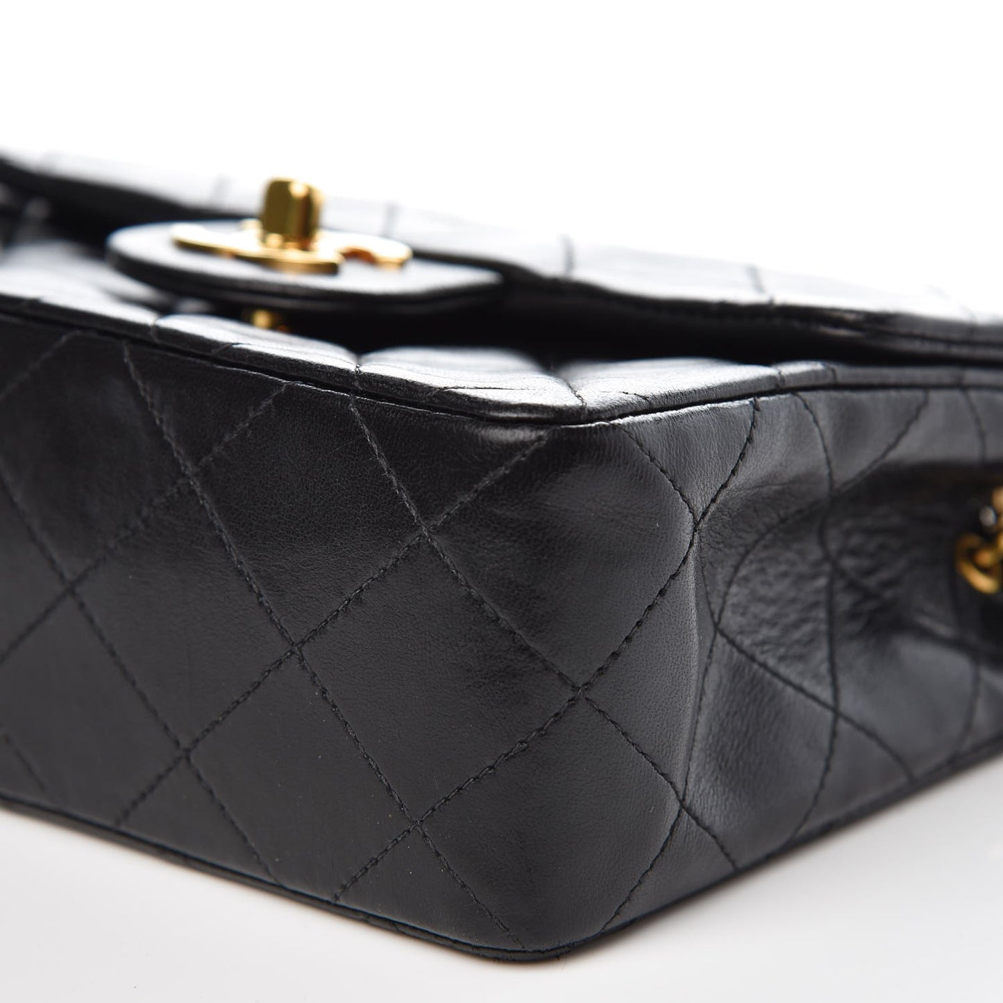 Lambskin Quilted Mini Square Flap Black