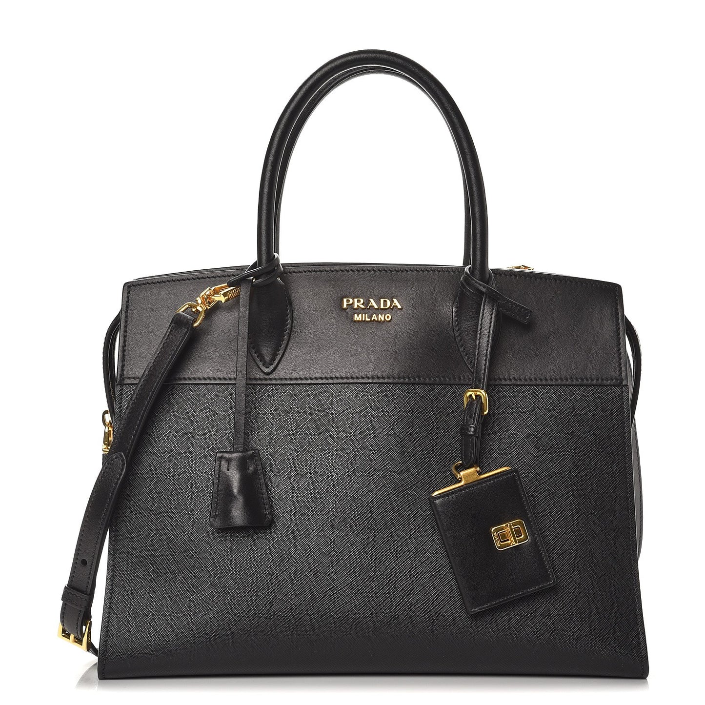 Saffiano City Calfskin Medium Esplanade Tote Black