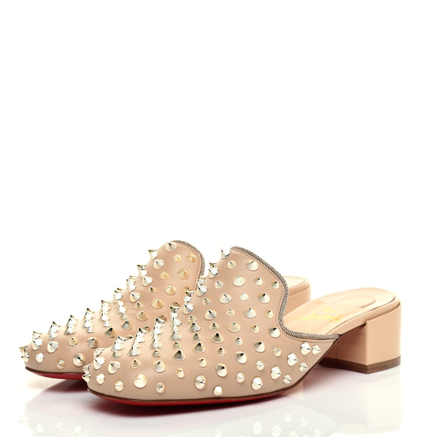 Shiny Nappa Spikes Mulaconka 35 Mules 38 Nude
