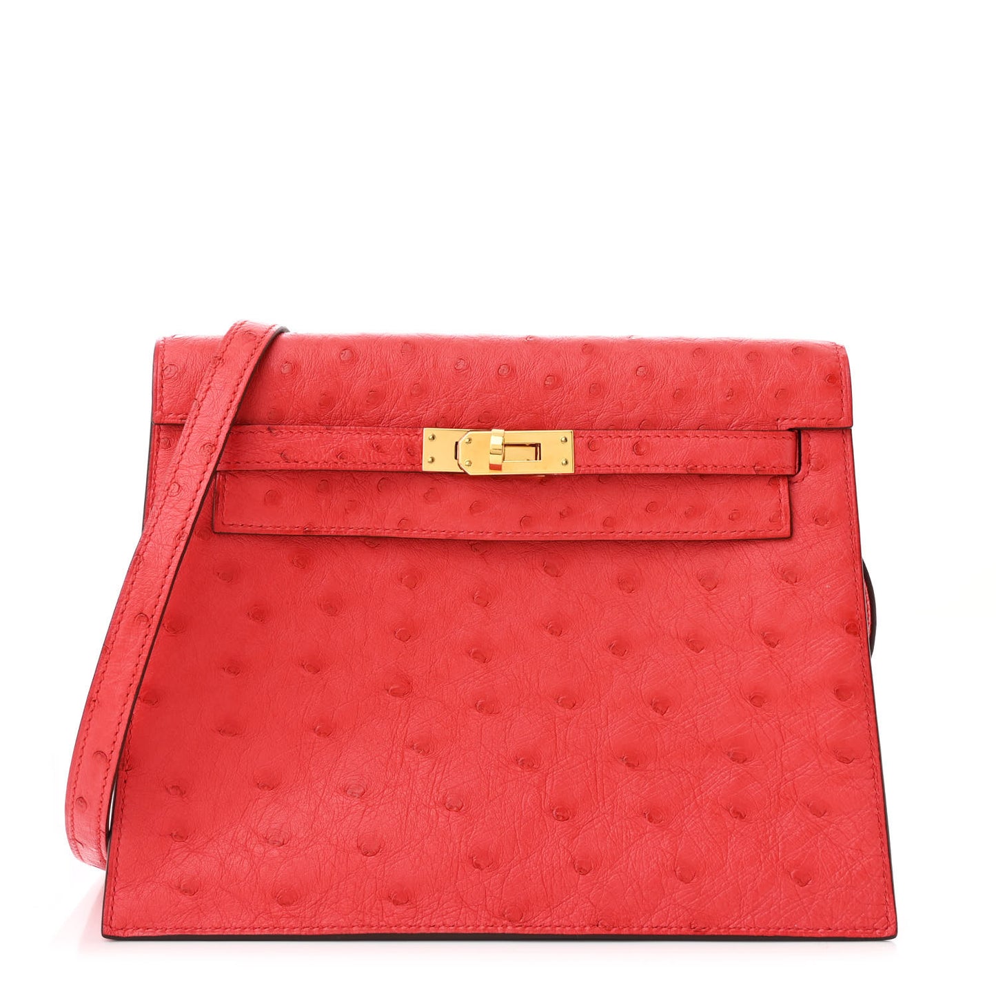 Ostrich Kelly Danse II Belt Bag Rouge Vif